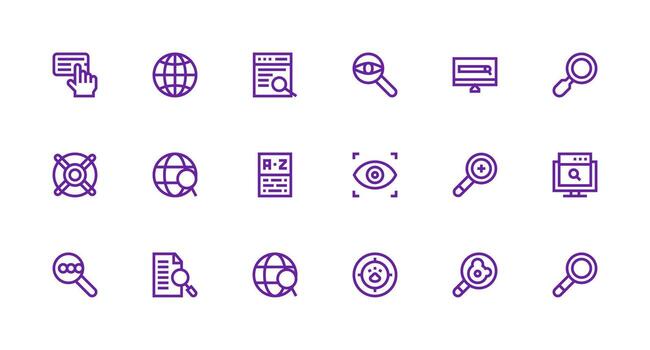 Browse Icon Set with 18 Strong Stroke Line Graphics All Device Compatible Icon Set vector