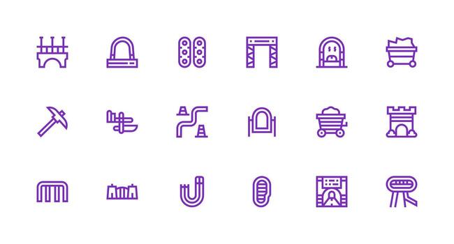 18 íconos para túnel en fuerte carrera línea formato neutral estilo íconos para ninguna proyecto vector