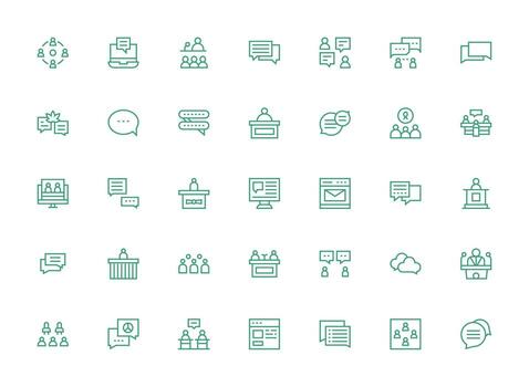 Forum featuring 35 Icons in Regular Clean Line Design Essential Icons for Rapid UI Building vector