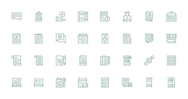 Record Visual Pack containing 32 Thin Line Icons Essential Icons for Rapid UI Building vector