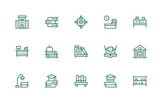 15 Icons for Books in Regular Line Format Neutral Style Icons for Any Project vector