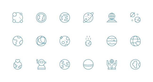Planet Set with 18 Minimal Line Icons Interface Icon Collection for Daily Projects vector