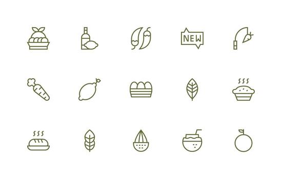 15 íconos para Fresco en regular línea formato digital icono colección vector