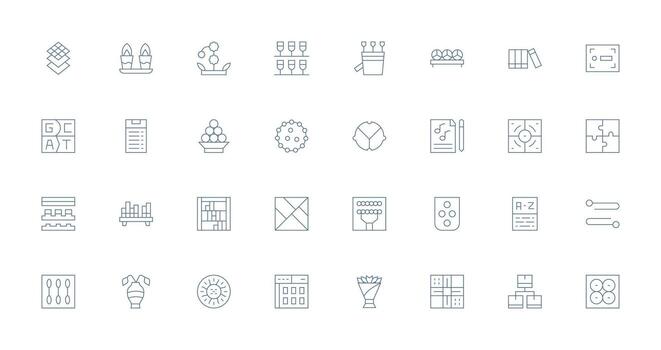 arreglo presentando 32 íconos en Delgado línea diseño limpiar icono conjunto icono paquete para ui proyectos vector