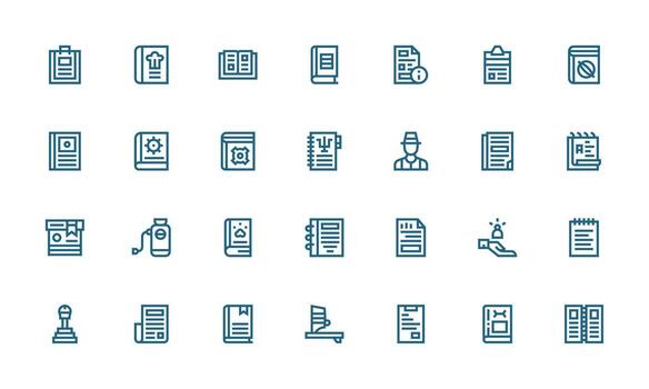manual visual paquete conteniendo 28 negrita línea íconos limpiar icono colección para web utilizar vector