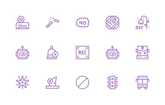 15 Regular Line Vectors for Stop Theme Sharp Icons for Presentations