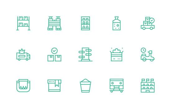 Logistic Visual Pack containing 15 Regular Line Icons Simple Icons for Interface and Wireframes vector