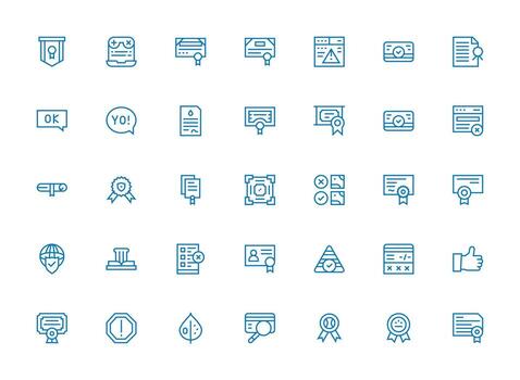 Regular Clean Line Style Validation Icons with 35 Vectors Fully Editable Icon Set for Web