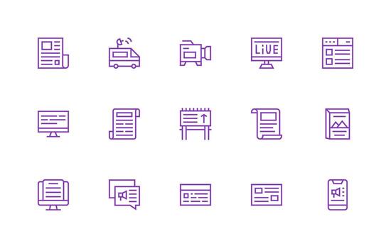 News Visual Pack containing 15 Regular Line Icons Icons Built for Visual Consistency Pack vector