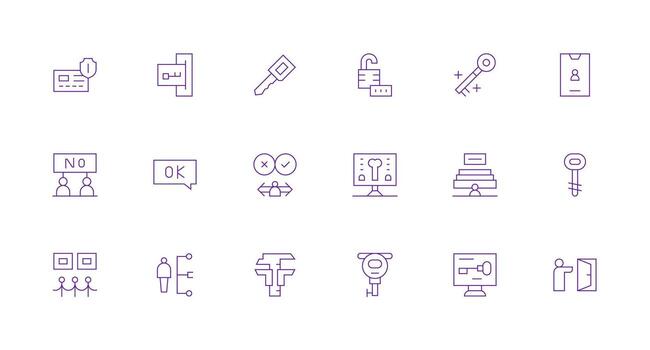 permiso presentando 18 íconos en mínimo línea diseño multi-estilo íconos para creativo proyectos vector