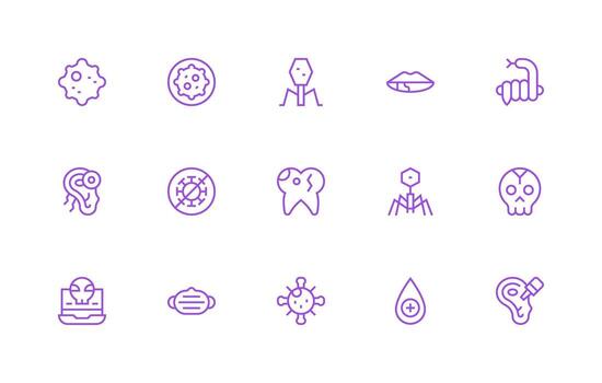 15 Icons for Infection in Regular Line Format Icon Pack for UI vector