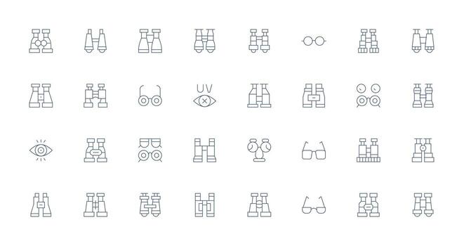 32 Icons for Sight in Thin Line Format Minimal Icon Set for Interface Projects vector