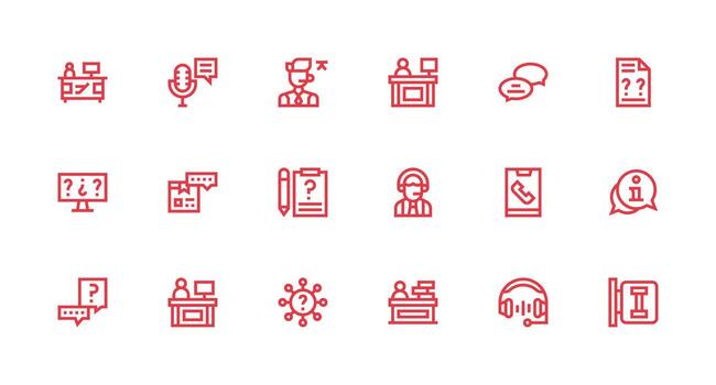 Help Desk featuring 18 Icons in Strong Stroke Line Design UI Icon Set vector