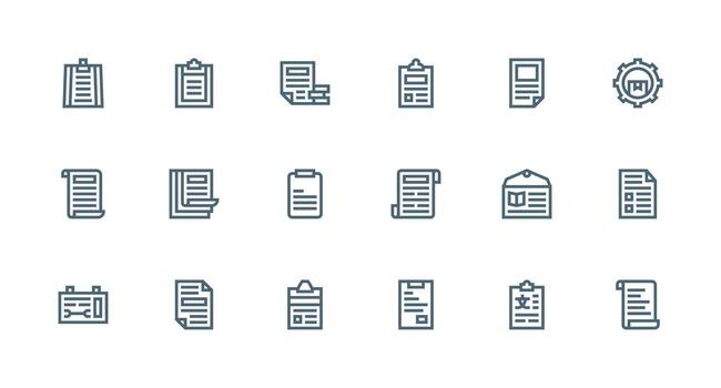 18 Icons for Guidelines in Strong Stroke Line Format UI and UX Focused Icon Collection vector