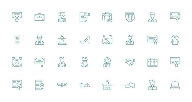 Thin Line Style Formal Icons with 32 Vectors Simplified Icon Pack for Visual Tools