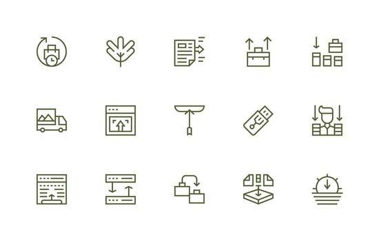 File Transfer Icon Collection with 15 Regular Line Designs Icon Set for Web vector