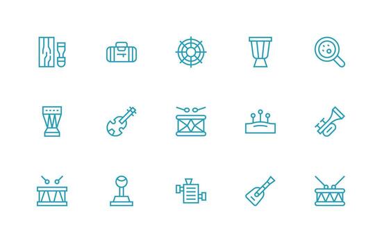 Instrumentation Icon Set with 15 Regular Line Graphics Line Icon Collection vector