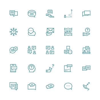 Support Request Set with 25 Medium Stroke Outline Icons Icon Set vector
