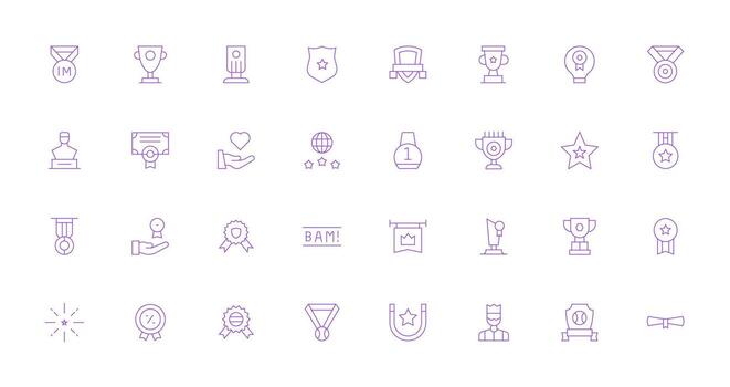 32 Icons for Recognition in Thin Line Format Balanced Icon Set for Functional Design vector