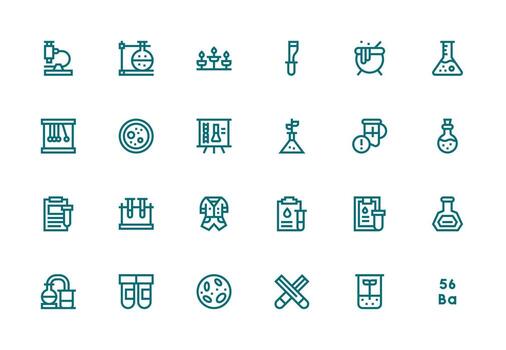 24 Thick Line Line Icons for Experiment Graphics Icon Set for Web vector