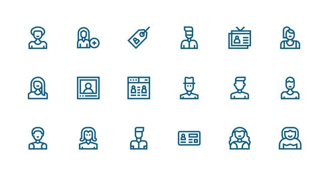 Subscriber Design Icons featuring 18 in Strong Stroke Line Style Theme-Based Icon Pack vector