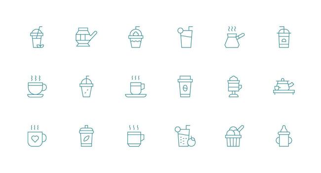 18 Icons for Cup in Minimal Line Format UI and UX Focused Icon Collection vector
