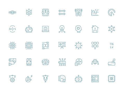 ligero línea íconos desde circuito conjunto con 35 vectores completamente editable icono conjunto para web