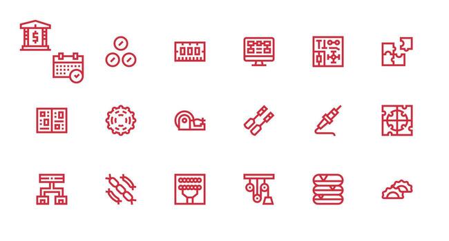Strong Stroke Line Icons from Components Set with 18 Vectors Quick Access Icons for UI Development