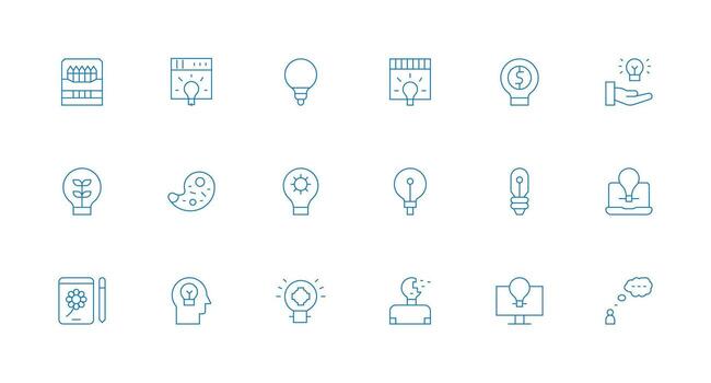 creatividad visual paquete conteniendo 18 mínimo línea íconos núcleo icono colección para diario Tareas vector