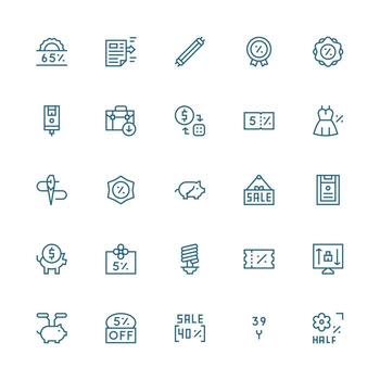 Medium Stroke Outline Style Saving Icons with 25 Vectors Functional Icon Series