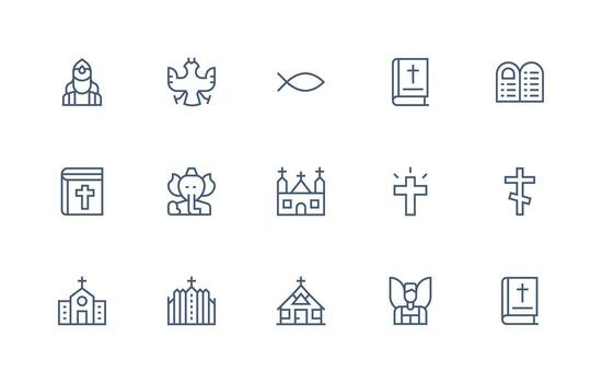 15 Regular Line Icons for God Graphics Flexible Icon System for Web Interfaces vector