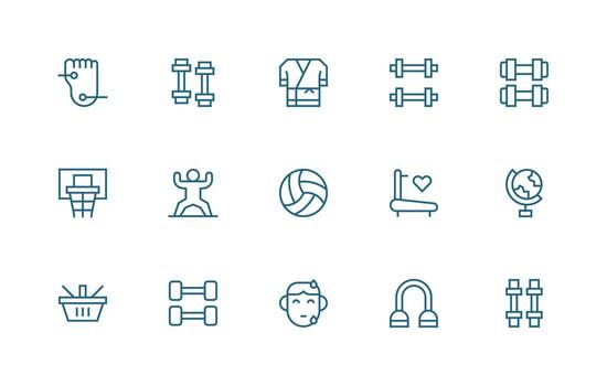 15 Regular Line Icons for Physical Graphics Style Icon Set vector