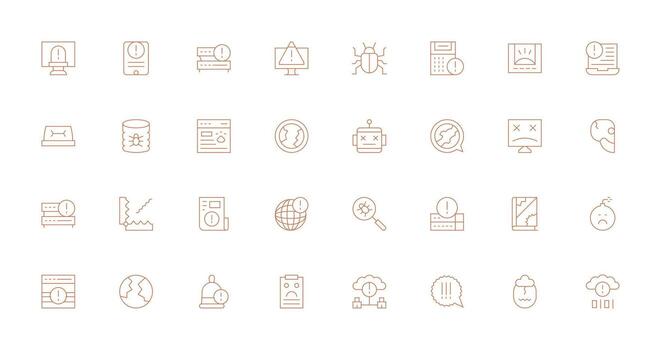 32 Thin Line Style Icons from Malfunction Collection Complete Icon Set for Mobile Apps vector