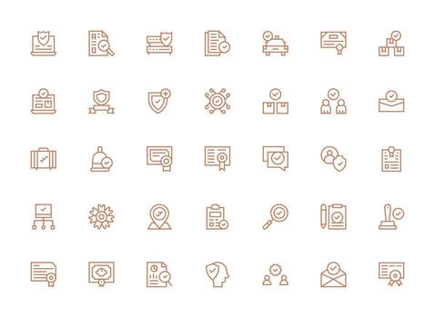 35 Regular Clean Line Icons for Validated Graphics Reliable Icons for All Interfaces vector
