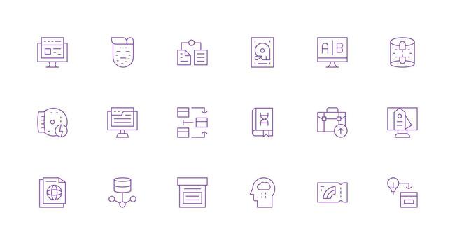 18 mínimo línea íconos para información tecnología gráficos inteligente icono colección vector