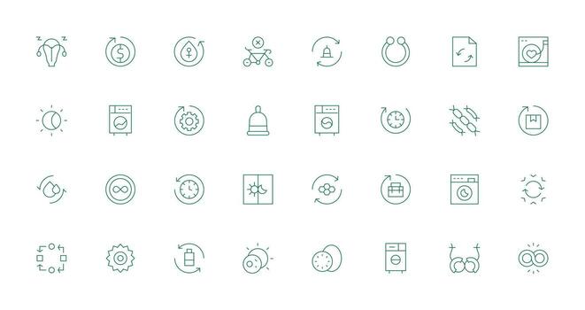 Cycle Icon Set with 32 Thin Line Graphics Digital Product Icons for Fast Delivery vector