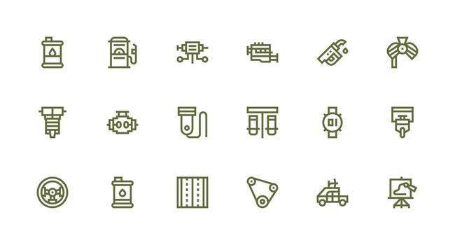 Motor Icon Set with 18 Strong Stroke Line Graphics Scalable Icons for All Themes vector