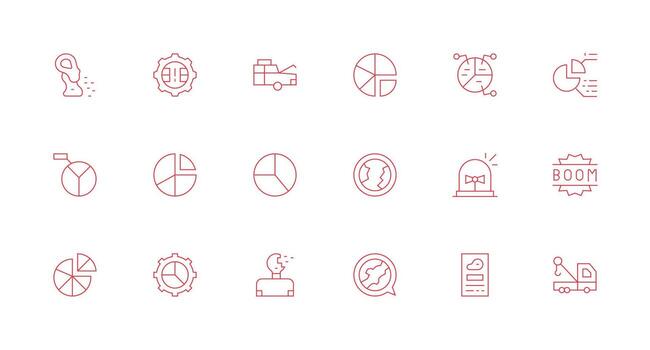 Breakdown Icon Set with 18 Minimal Line Graphics Minimal Icon Set for Interface Projects vector