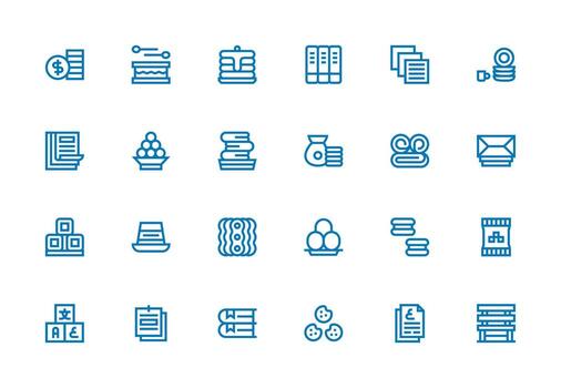 Stack Icon Set with 24 Thick Line Line Graphics Web Icon Collection vector