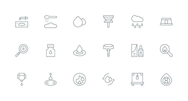 Minimal Line Icons from Droplet Set with 18 Vectors Reusable Icon Set