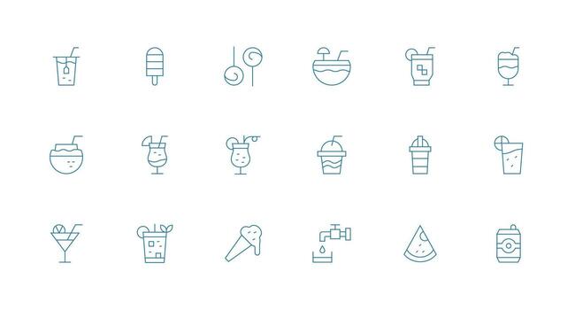 Refreshment Icon Collection with 18 Minimal Line Designs Multi-Purpose Icon Pack for Templates vector