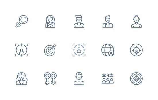 15 Regular Line Style Icons from Demographic Collection Icons Built for Visual Consistency Pack vector