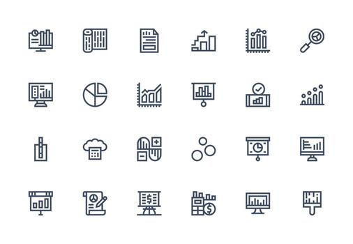 24 Icons for Statistics in Thick Line Line Format Icon Pack for UI vector