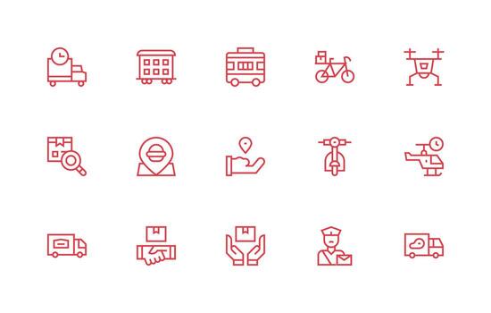 Delivery Service Icon Collection with 15 Regular Line Designs Clean Icon Set Icon Pack for UI Projects vector