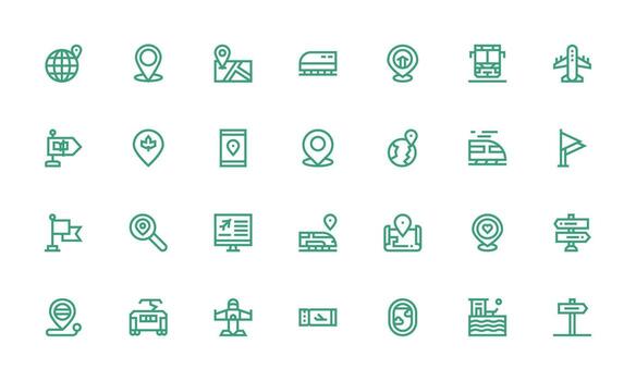 Bold Line Icons from Destination Set with 28 Vectors Balanced Icon Set for Functional Design