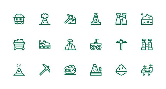geología presentando 18 íconos en fuerte carrera línea diseño sensible icono conjunto para flexible diseños vector