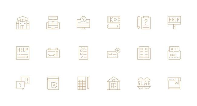 documentación icono conjunto con 18 mínimo línea gráficos plano icono conjunto vector