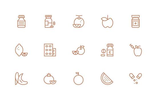 15 Regular Line Vectors for Vitamin Theme Clean Set for Layout Prototypes