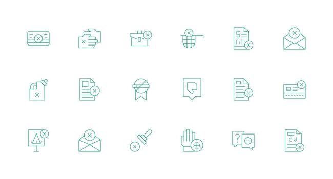 18 Icons for Not Accepted in Minimal Line Format Sharp Icons for Presentations vector