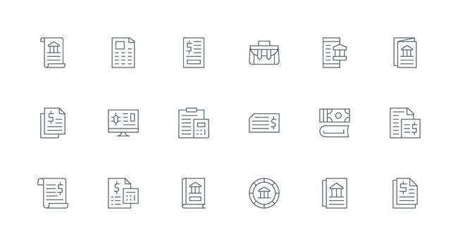 18 Icons for Ledger in Minimal Line Format Digital Product Icons for Fast Delivery vector